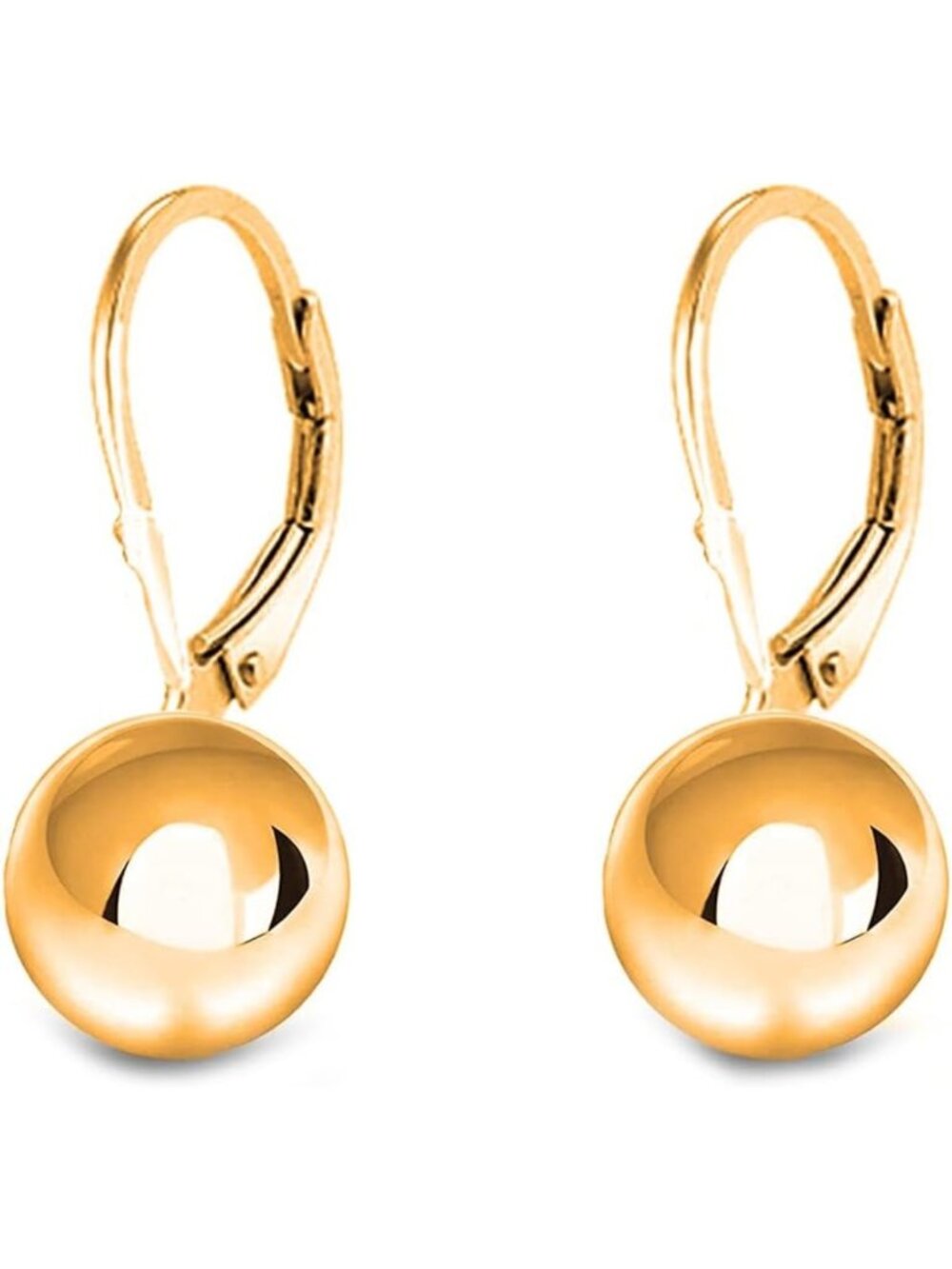 Elegant 925 Sterling Silver Leverback Bead Ball Drop Earrings - 18K Gold Plated